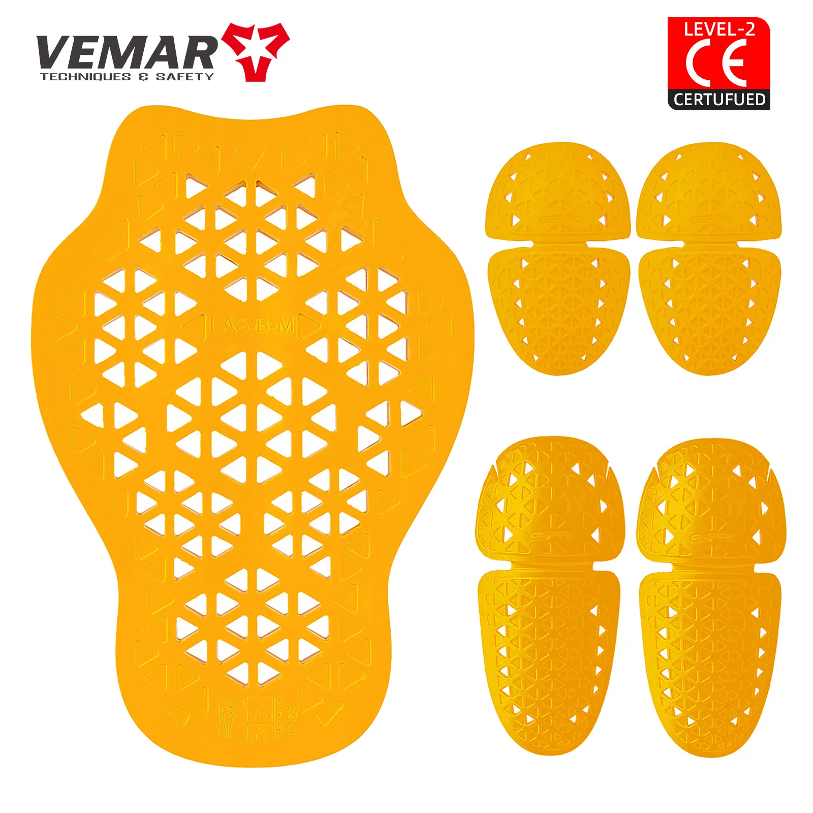 Yellow 3D Grid Built-In Removable Motorcycle Back Protector Jacket Moto Gear Motocross Motorbike Protective Pads CE2 Certified