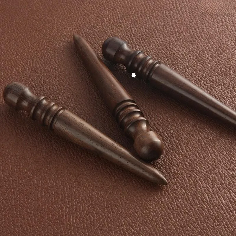 수제 가죽 제품 대추나무 광택 스틱 보라색 흑단 원형 평면 스틱 백단나무 모서리 다듬기 광택 도구
