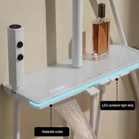 Shower System Set Modern Showers For Bathroom Piano Button Ambient Light  Brass Glass Shelf Shower Digital Display Shower Set 1