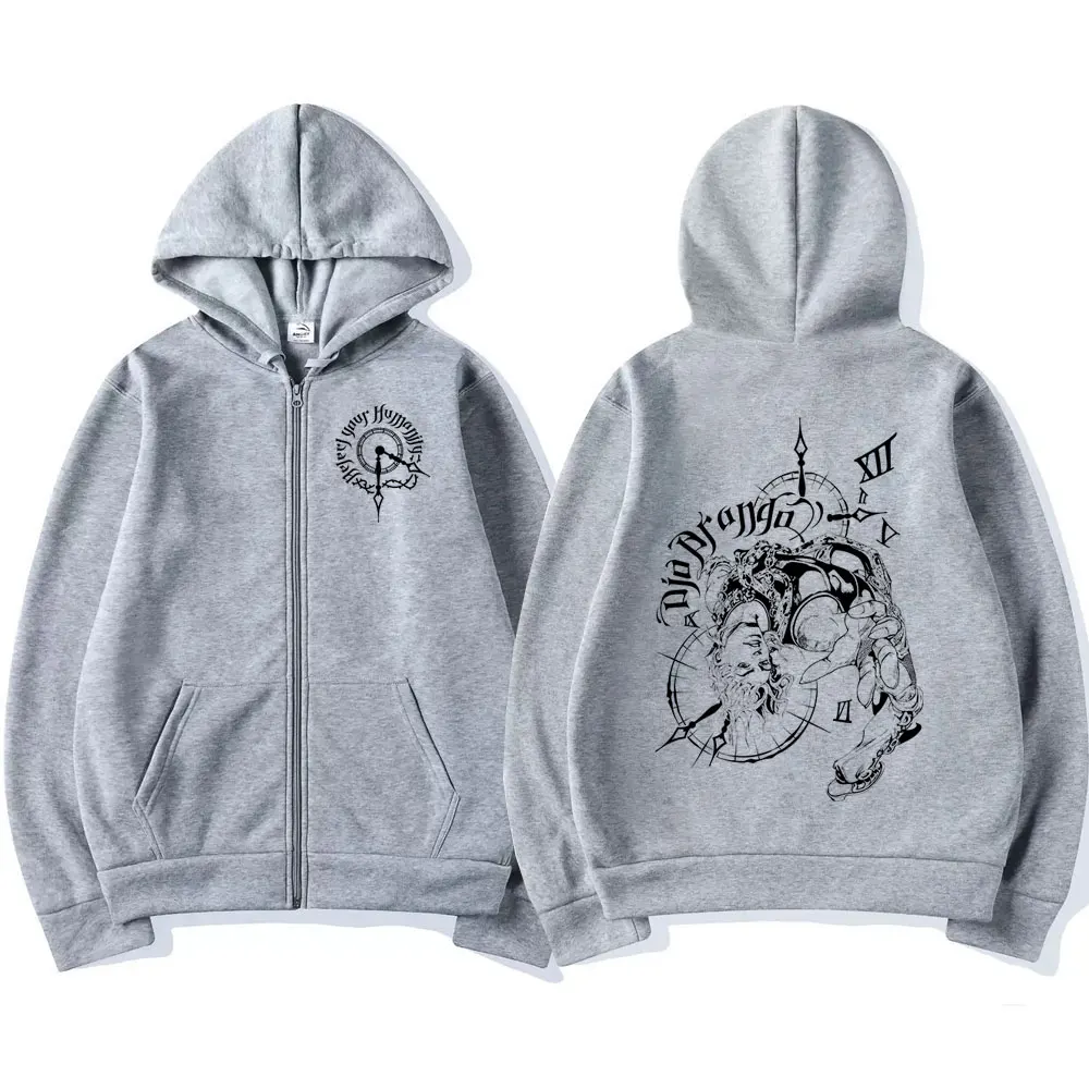 Anime Jojo Bizarre Adventure Zipper Hoodies Drop Dio Over Heaven Manga Zip Up Sweatshirts Men Women Fashion Casual Pullover Coat