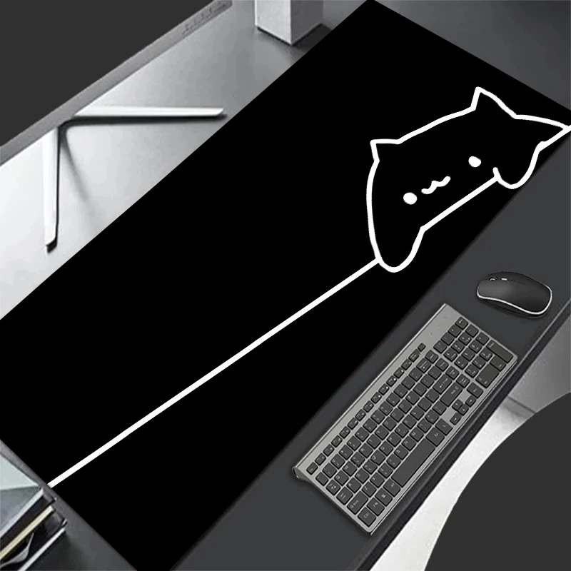 Black Cat Kawaii Mouse Pad White Deskmat Minimalistic Gaming Laptop Large Mousepad Anime Office Carpet Gamer Keyboard Mouse Mats