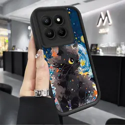 Cute Cartoon Cat Phone Case - Thick Candy Silicone Shockproof Cover for Honor 400 Smart 5G (BK - JGK1049)