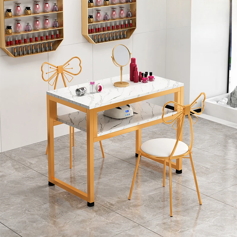 

Modern Luxury Nail Tables Golden Japanese Makeup Manicure Tables Portable Speciality Manicure Tafel Nail Salon Furniture CM50ZJ