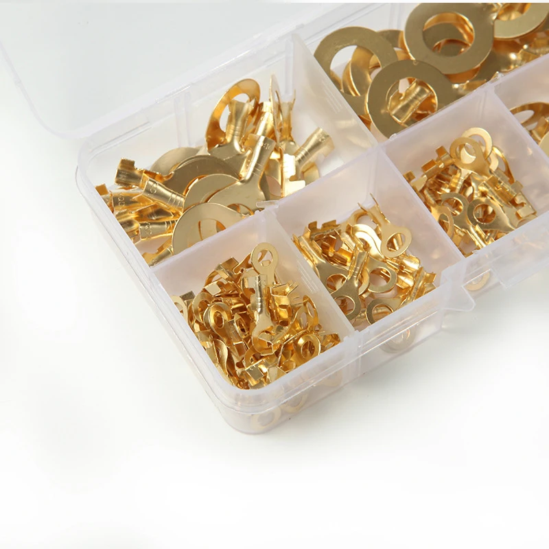 Gold Insulated Copper Ring Crimping Terminal Wire Connector Electrical Kit Waterproof Round Grounding Lug wire connectors