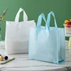 50pcs Plastic Handbag Clothing Store Shopping Package Portable Colors Fast food restaurant Bags for takeout handle white Pocket 2