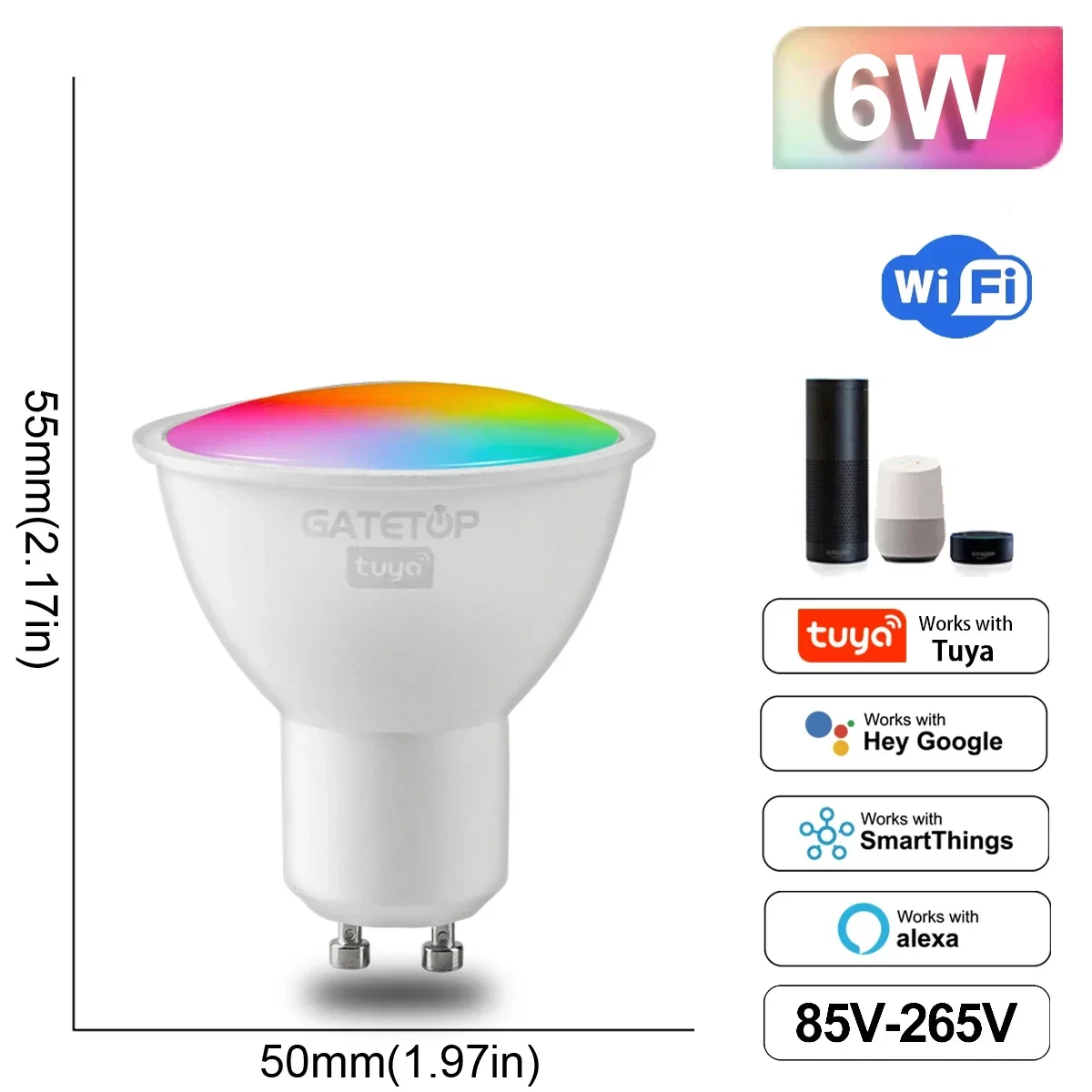 ตัวเลือกสินค้า RGB Wi-Fi Smart LED Bulb ปรับแสงได้ ควบคุมผ่าน Alexa และ Google Home