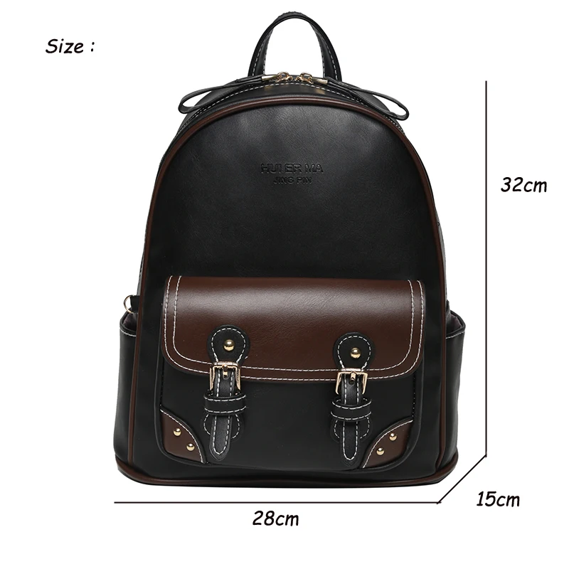 2022 Vintage Leather Backpacks Fashion Female School Backpack for Teenager Girls High Quality Designer Female Travel Bag Pack