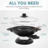 Housewares AEW-306 Electric Wok with Tempered Glass Lid Easy Clean Nonstick, Cooking Chopsticks, Tempura and Steaming Rack 4