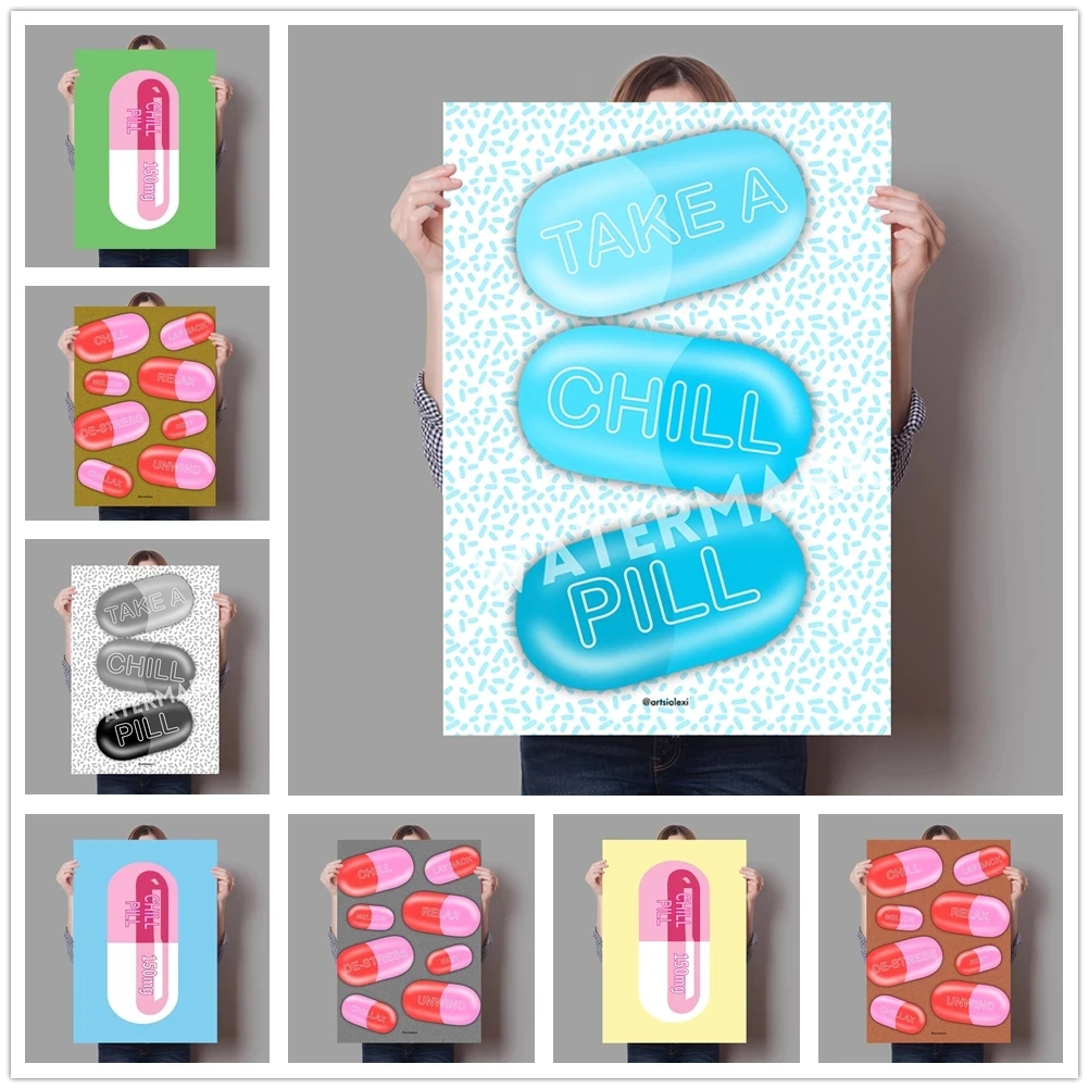 Печатные картины настенные цветные таблетки розовый домашний декор модульный