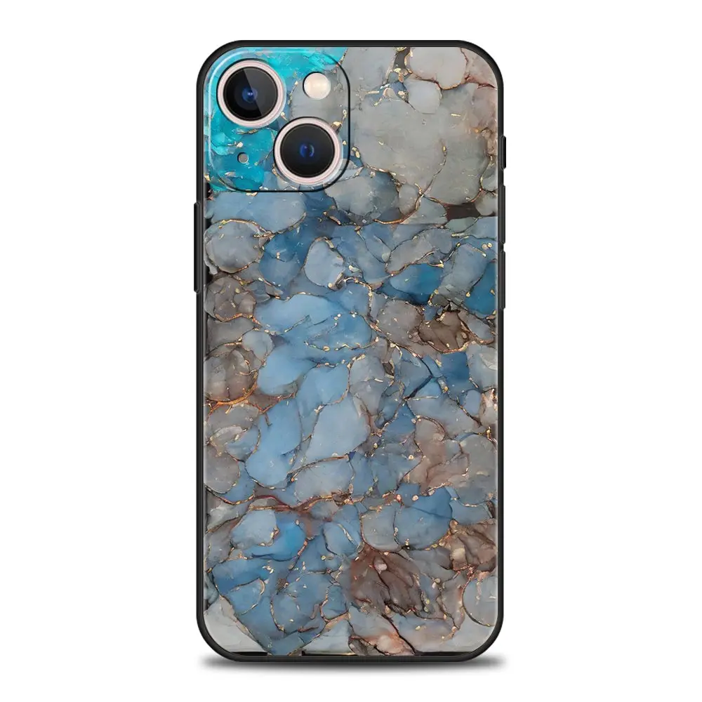Elegant Black Marble Pattern Soft Silicone Phone Case - Fashionable Protective Cover