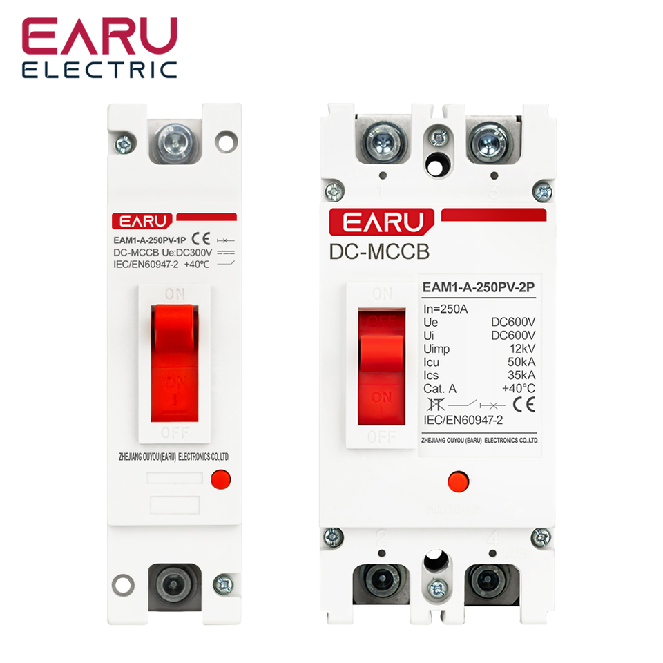 1P 2P DC Solar Molded Case Circuit Breaker MCCB Overload Protection Switch Protector for Solar Photovoltaic PV Battery Isolator