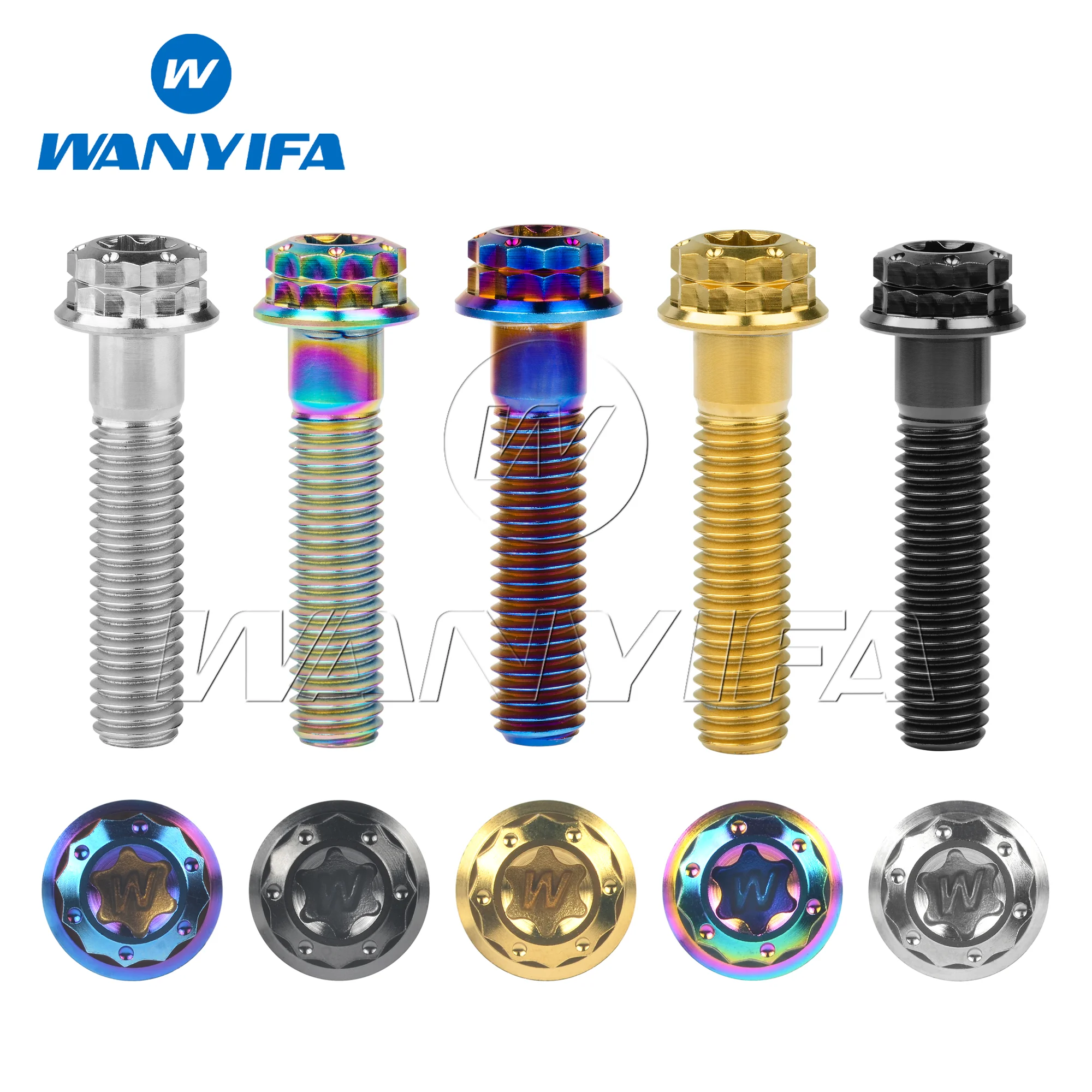 Wanyifa Titanium Bolt M8x15/20/25/30/35/40/45/50/55/60/65/80mm Flange 12Points Torx T40 Head Screws for Motorcycle Refitted titanium bolts hexagonal flange bolts
