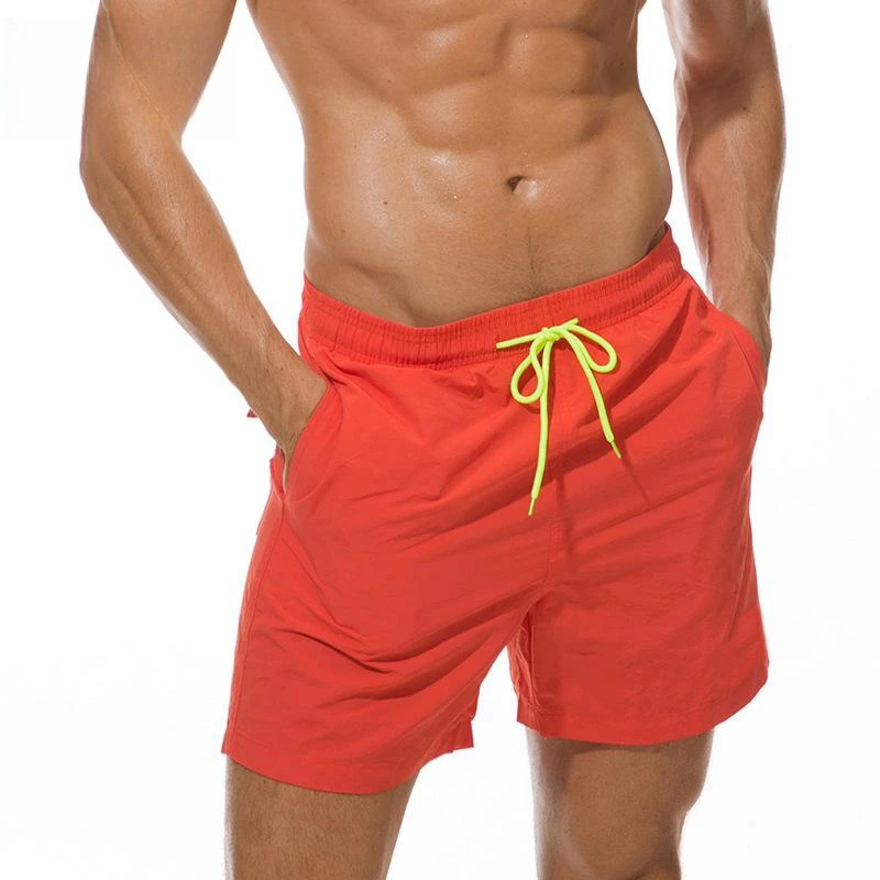Summer Men's Solid Color Vacation Swimming Beach Pants Quick Drying Breathable Sport Casual Quarter Shorts
