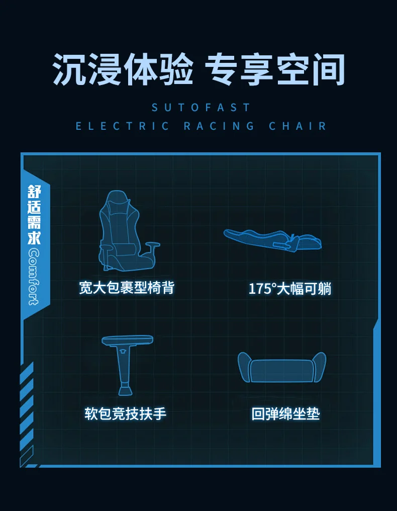 Description Picture 3 of itemGaming Chair Computer Chair Home Long-Sitting Comfortable Ergonomic Chair Adjustable Rotatable Seat