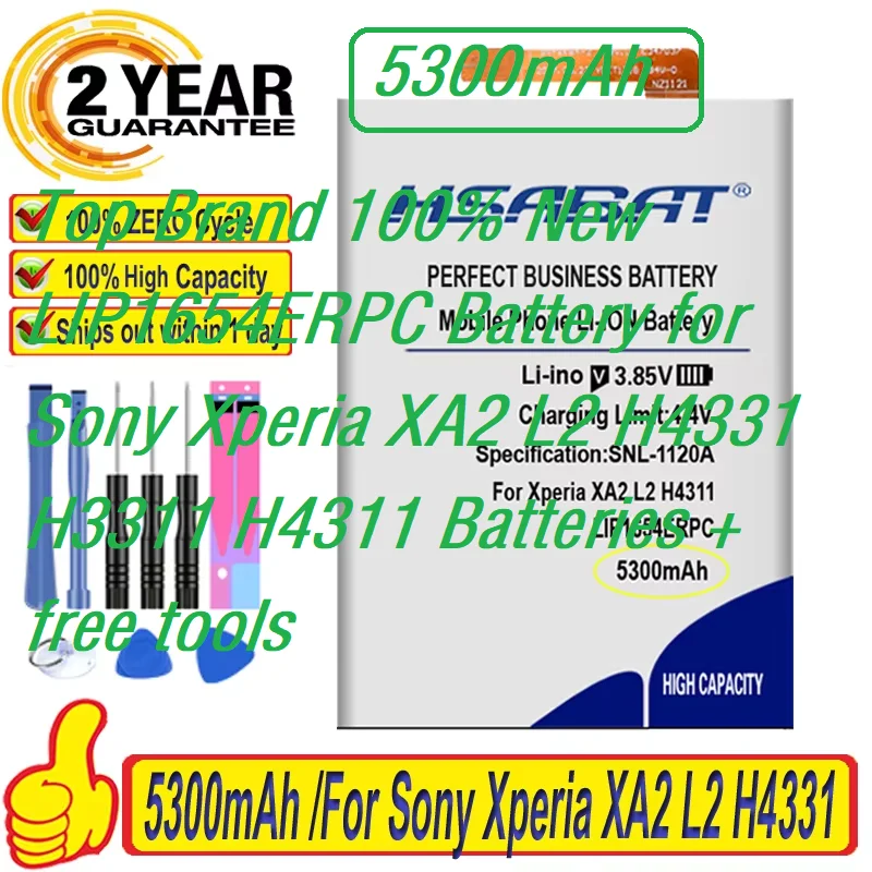 Batería E-yiiviil LIP1654ERPC Para Sony Xperia XA2 Y L2 - 3060mAh, 3.85V, Con Herramientas De Instalación