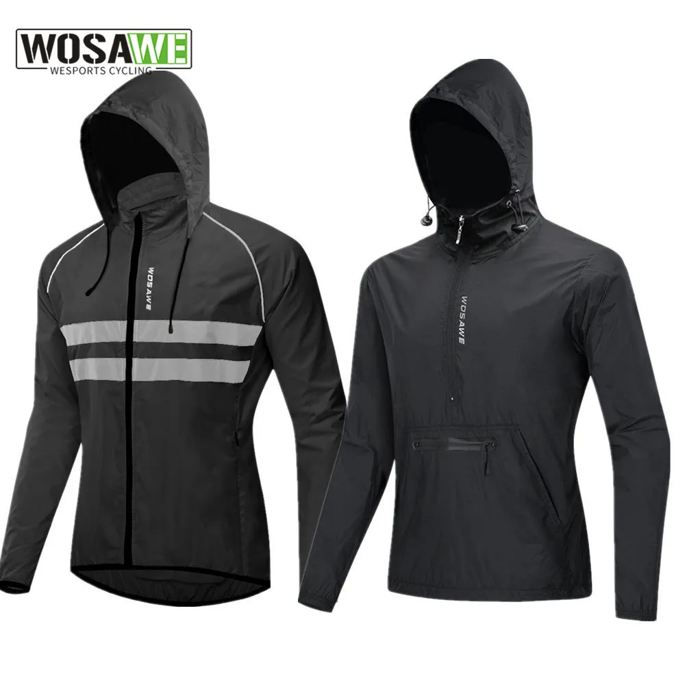 WOSAWE Reflective Cycling Jackets Breathable Waterproof Long Jersey Bicycle Sports MTB Mountain Bike Windbreaker Wind Coat