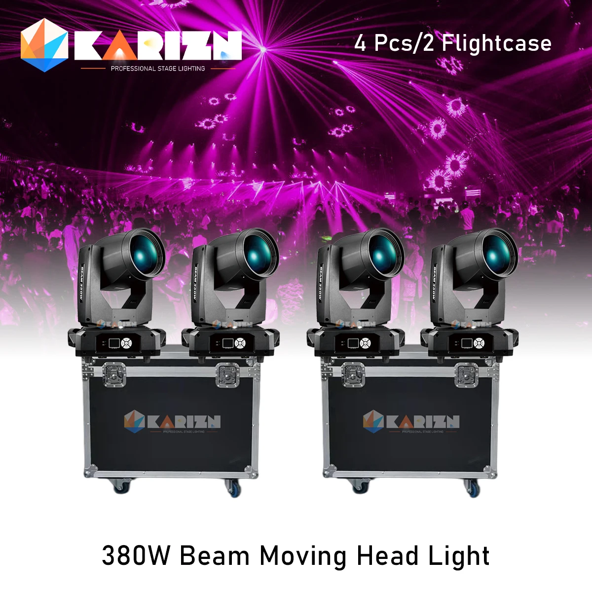 

0 Tax 4Pcs 17r Lyre 380w Beam 380W 20r Moving Head Light With Flight Case LED Moving Head Lighting Beam Spot Wash Stage Lights