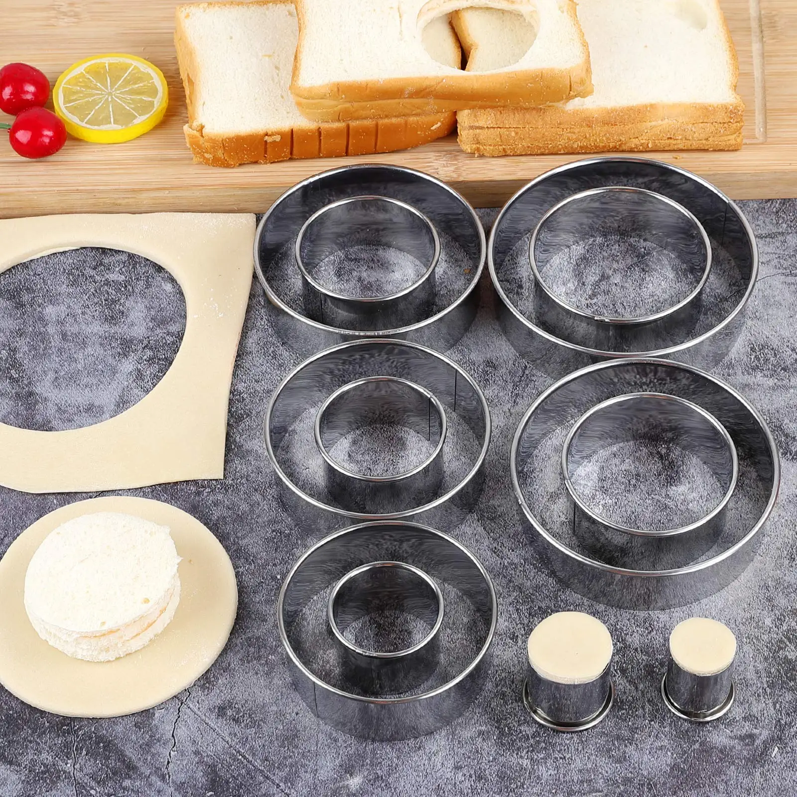 Cookie Cutter Cookie Mould Baking Mold 11/12pcs Round Stainless Steel Set Suitable For Cakes Mousse Donuts Fondant Cookie Ring