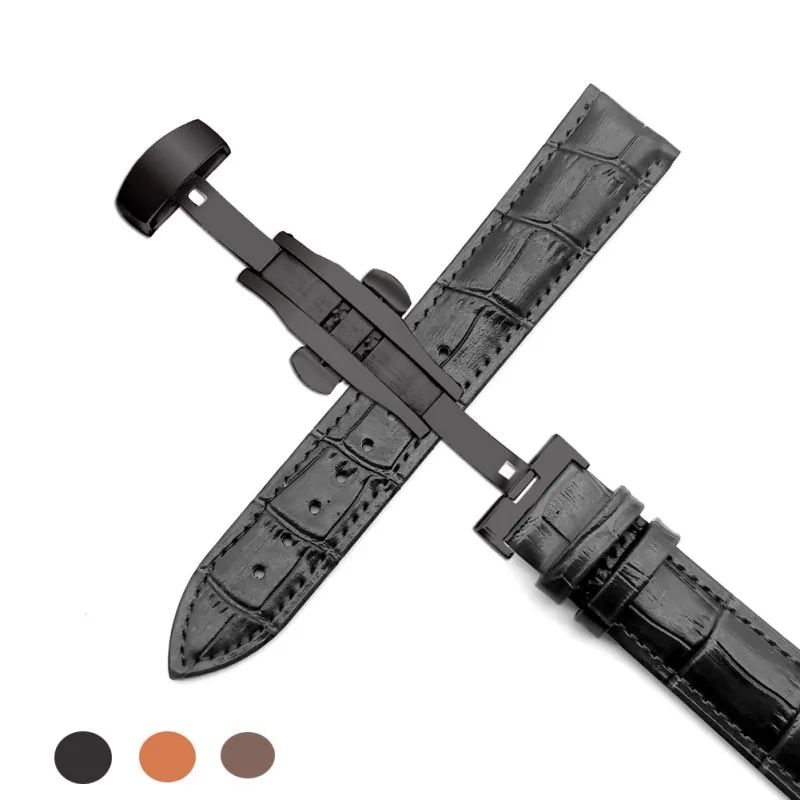 Elegant Genuine Leather Watch Strap - Universal Replacement Band