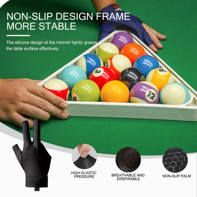 Pool Gloves Billiard Accessories 3 Finger