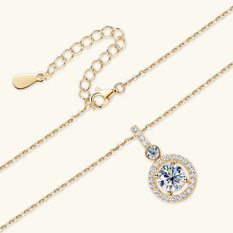 Pendant Necklace Silver Necklace Silver Pendant Silver Necklace Charms Moissanite Necklace 925 Sterling Silver Clavicle Chain Necklaces 6.5MM Moissanite Necklace for Women