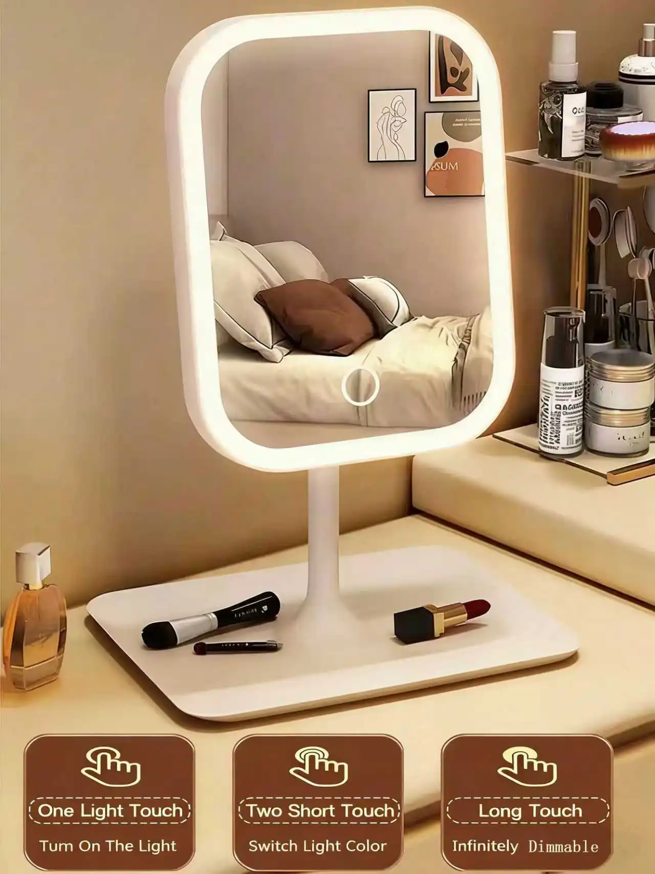 Enhanced Vanity Mirror with Adjustable LED Lighting and 10X Magnification – Perfect