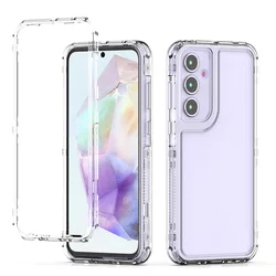 Clear Shockproof 3 - in - 1 Protective Case with Hard Bumper & Soft TPU Cover - S24 (Clear)
