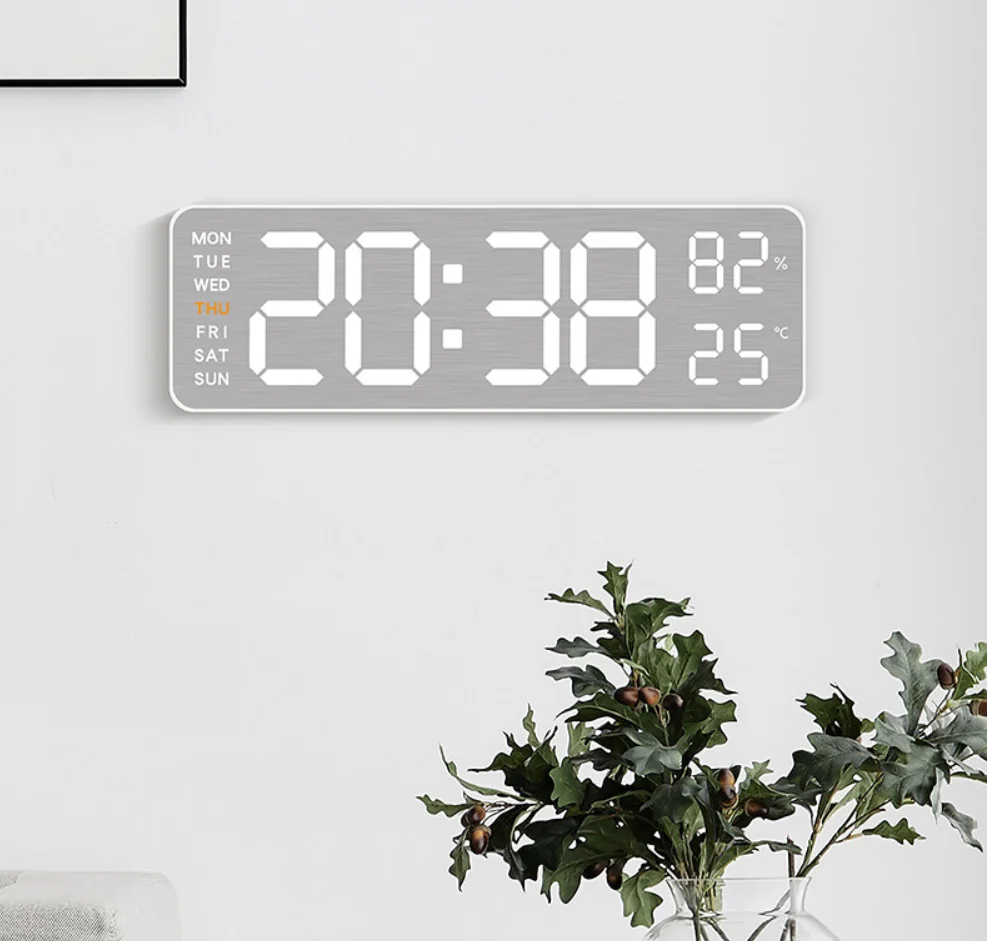 Silent Mirror Brushed Finish Wall Clock Table Alarm - Image 2