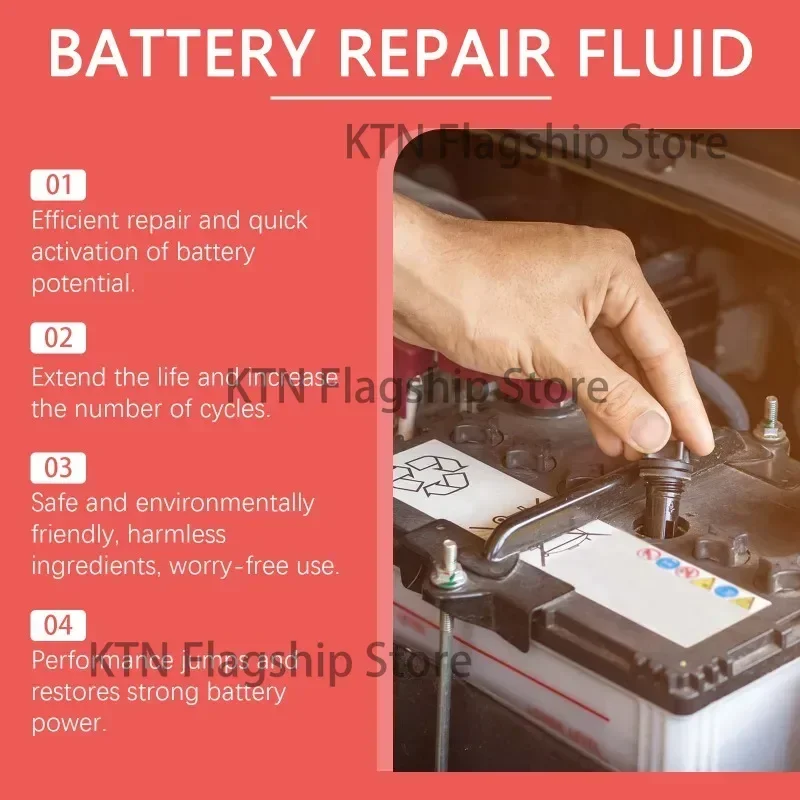 100ml，Battery Repair Fluid Safe Effective Battery Restore Liquid Repair Liquid Solution Extends Battery Life for Truck Car