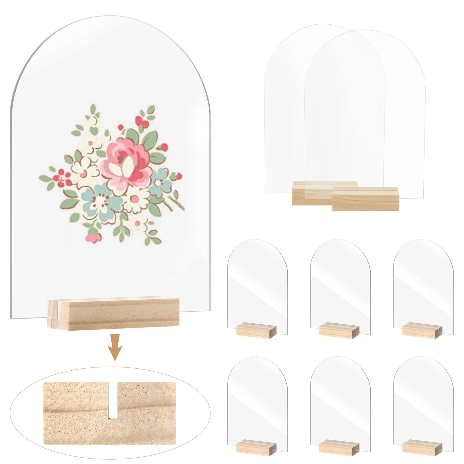 

Transparent Acrylic Square Table Card With Wooden Base Wedding Decoration Props Acrylic Number Sign Diy Painted Board Decoration