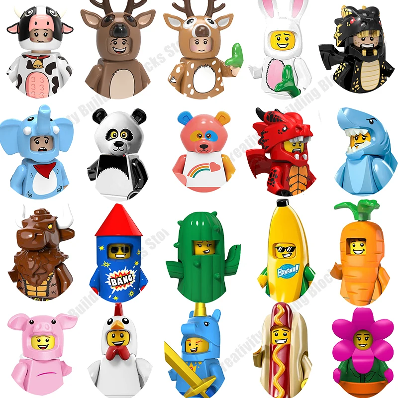 Popular Mini Figures Carrot Banana Sausage 3D Model DIY Building Blocks Toy Model Kids Toy Gift