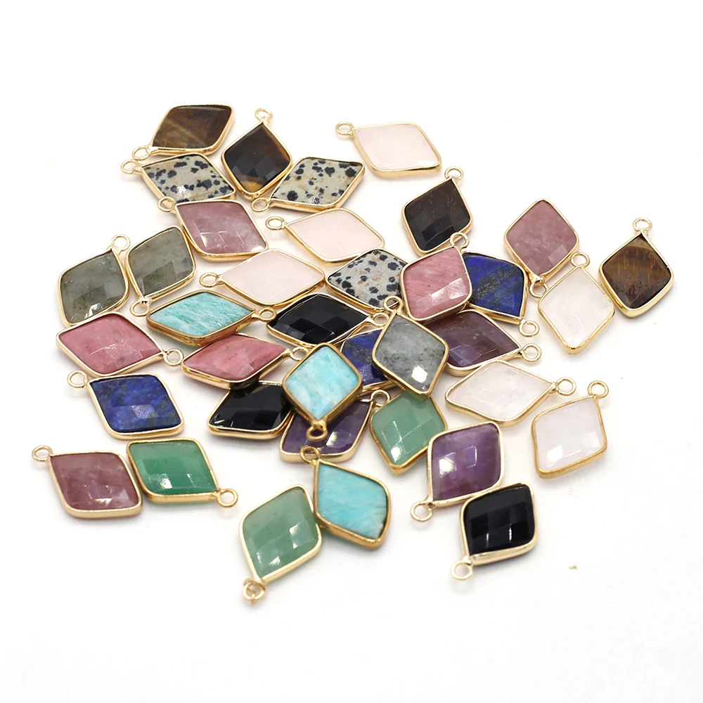 

Natural Stone Pendants Lapis lazuli Diamond Shape Charms for Jewelry Making DIY Necklace Earring accessories Reiki Heal Gifts