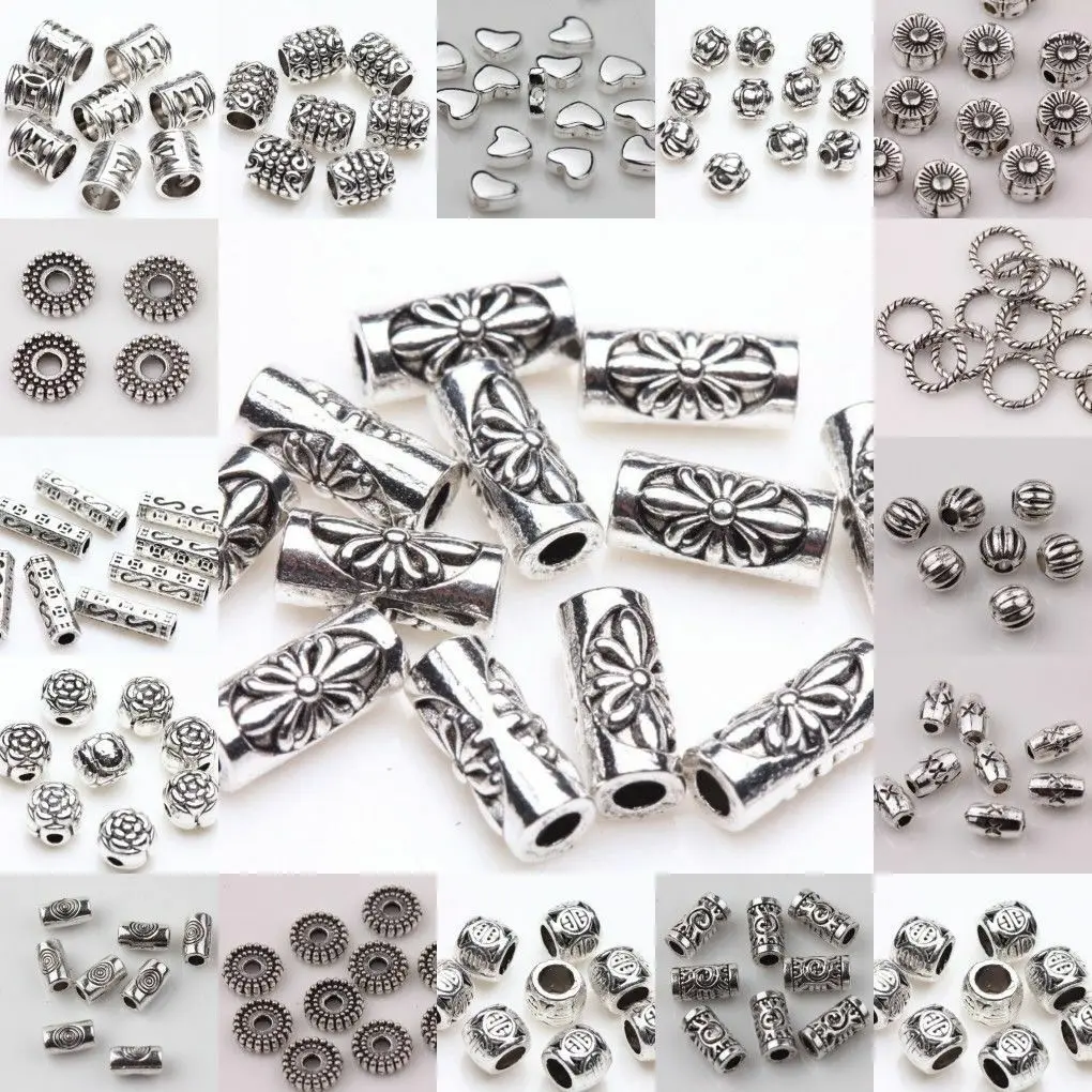 100pcs/lot Tibetan Silver Plated Loose Spacer Beads Metal beads Charms For Jewelry Making DIY Jewelry Finding Bracelets Necklace spacer beads