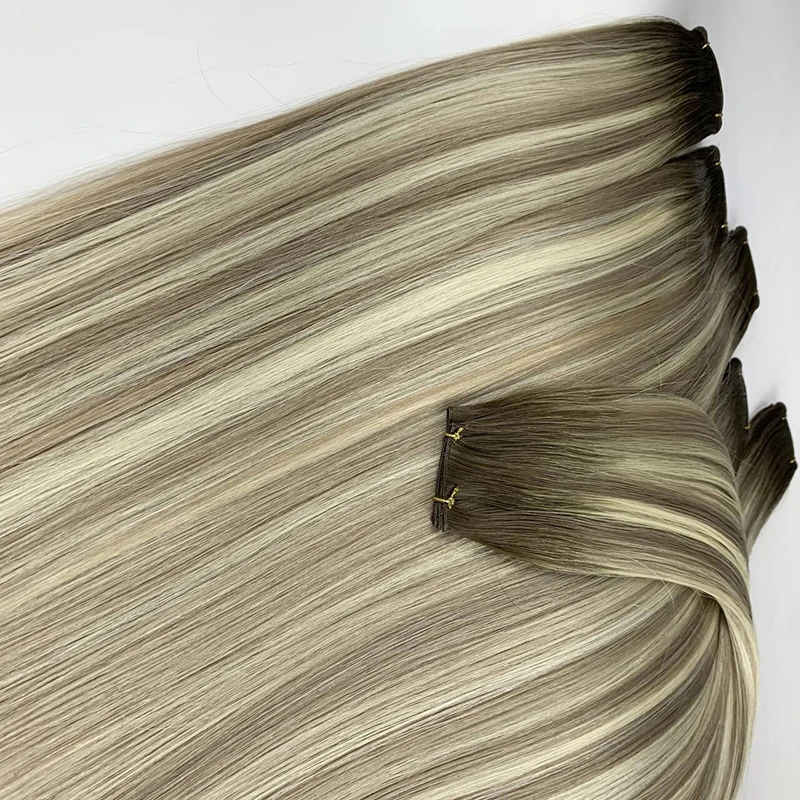 Human Hair Extensions Remy Genius Weft Human Hair Extensions 100g/pc Straight Invisible Burmese Human Hair Bundles For Women Weaves