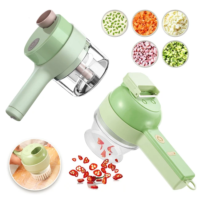  Vegetable Cutter Mini Wireless Electric Garlic Mud Masher  Garlic Chopper Cutting Pressing Mixer Auxiliary Food Slicer Hand Mixer  Vintage Look: Home & Kitchen