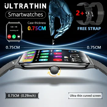2025 Smartwatch sottile da uomo e da donna Schermo AMOLED HD da 1,96 pollici Motion Track Chiamata Bluetooth IP67 impermeabile per Huawei Xiaomi