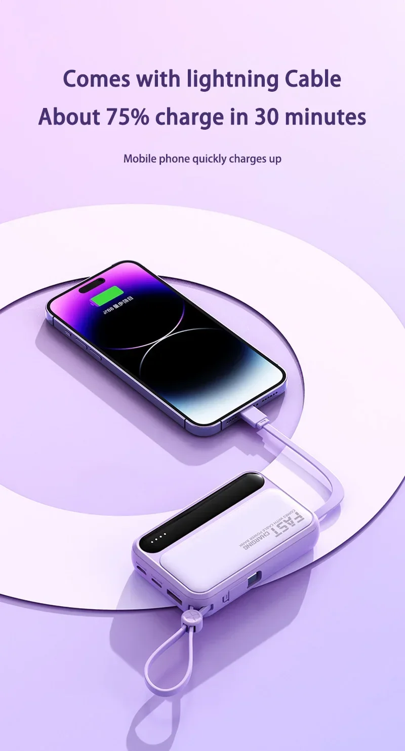20000mah Portable Power Bank With Fast Charging 4-wire Charger_voghion.com