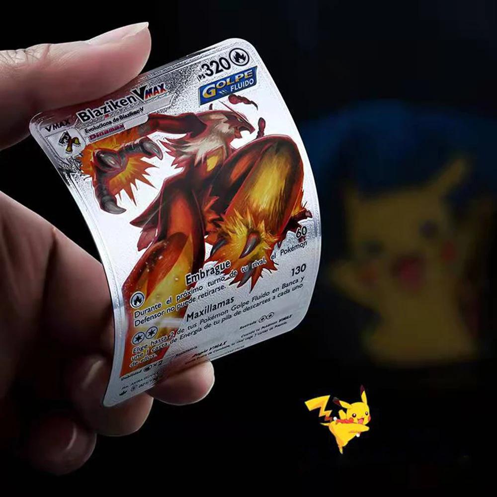 Mais novo jogo de batalha pokemon cartões brilhando destinos urshifu vmax  ouro metal cartão tapu koko blaziken coleção criança brinquedo presente