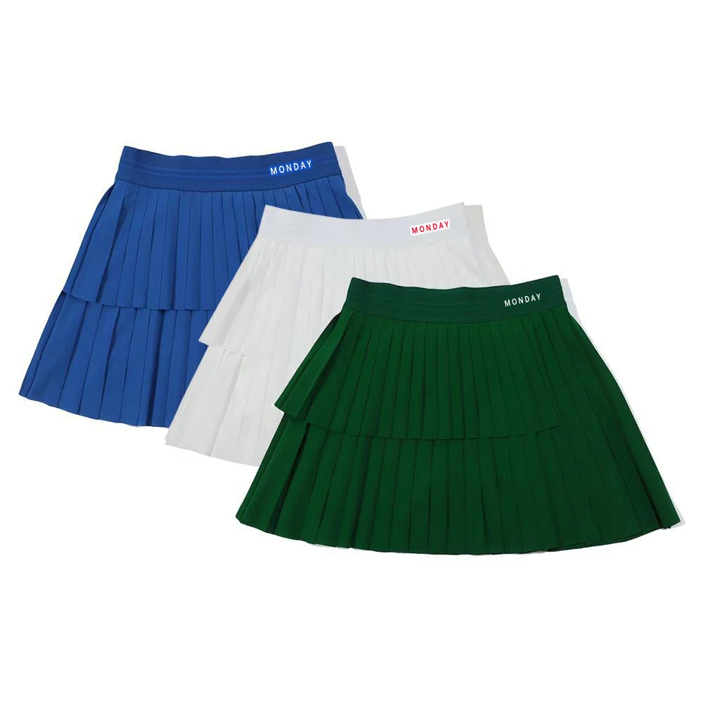 

Women's Golf Apparel Spring Summer New Contrast Checkerboard Golf Pleated Skirt Ladies Decorated Waist Simple Golf Skirt