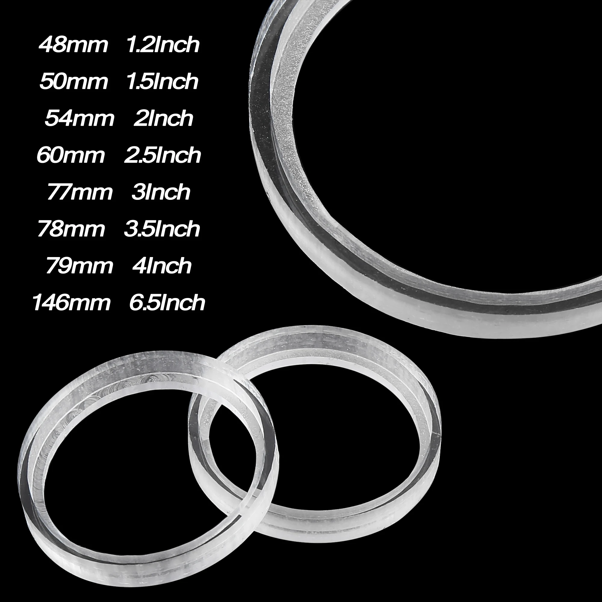 Speaker Mounting Spacer Rings Car White Clear Speaker Spacer Ring Mounting Spacer Plate Acrylic 48mm 50mm 54mm 60mm 77mm 78mm 79mm 146mm ID