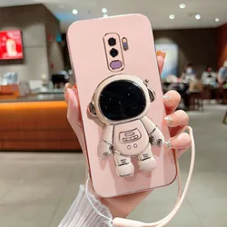 Luxury Plating Square TPU Glossy Phone Case with Cute Stand and Soft Silicone Back Cover - Galaxy S9 Plus (Pink YHY)