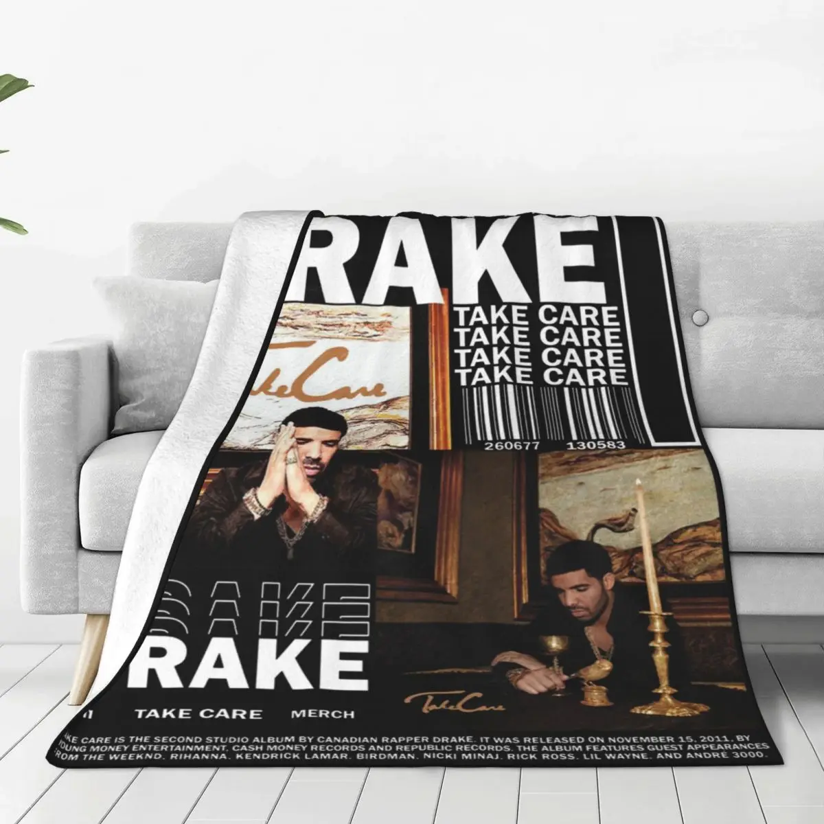 Drake Take Care Album Blankets Flannel Printed Hip Hop Rapper Drizzy Cozy Soft Throw Blankets for Bedding Office Rug Piece 2
