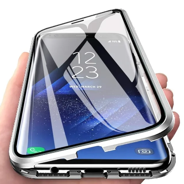 Enhanced Metal Magnetic Full Protection Phone Case with Double-Sided Glass Cover