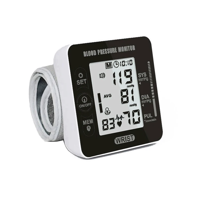 Digital Adult Blood Pressure Heart Monitor Tensiometer BP Wrist Cuff Manometer Automatic Sphygmomanometer BP Pulse Rate Meter