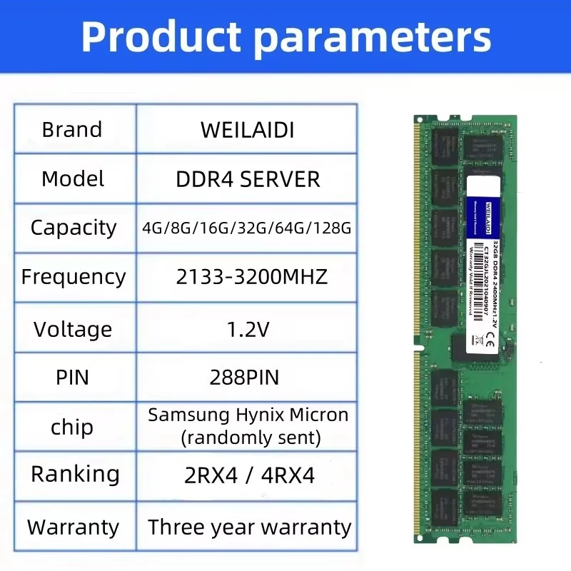 DDR4 4GB 8GB 16GB 32GB 64GB 128GB サーバーメモリ RAM PC4-2400