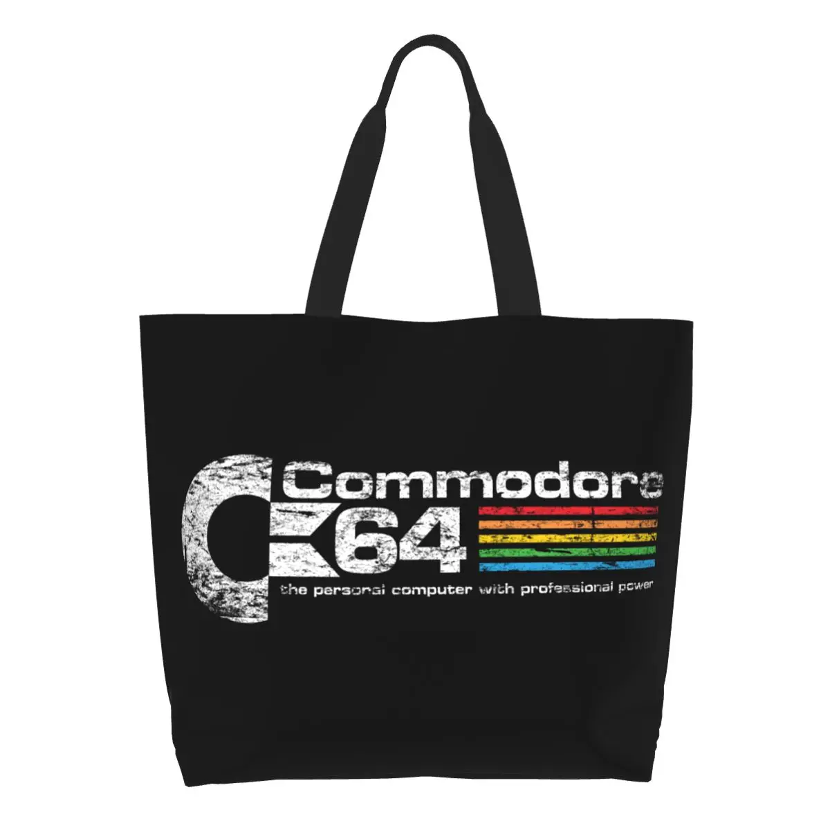 

Fashion Print Retro Commodore 64 Tote Shopping Bags Washable Canvas Shoulder Shopper C64 Amiga Computer Handbag