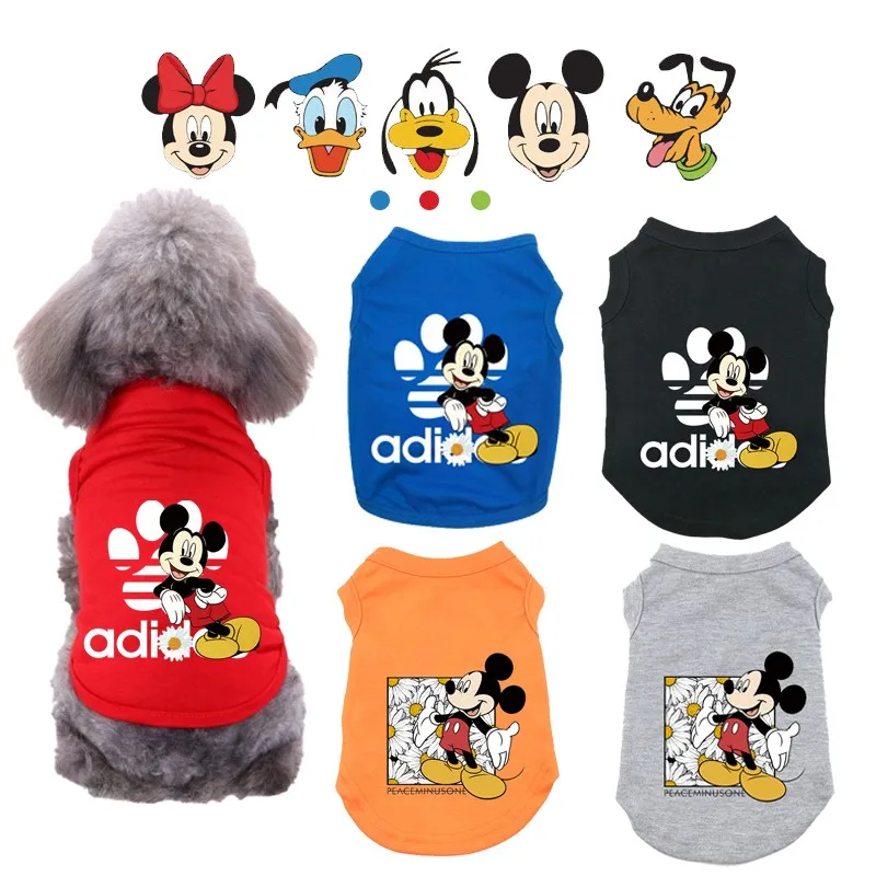 Dog Clothes Puppy Summer Vest Disney Cartoon T-shirt Comfortable Breathable Mickey Dog Sweatshirt For Chihuahua Bulldog