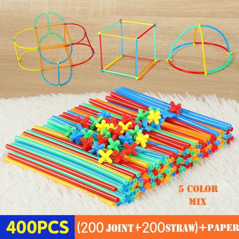 4D Straw Construction Building blocks Toys Kids DIY plastic indoor&outdoor puzzle toys Assembling toys creative birthday gifts