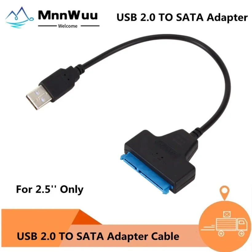 

MnnWuu USB Sata To USB Cable 2.0 Adapter Cable Support 2.5'' External SSD HDD Hard Drive 22 Pin USB 2.0 TO SATA Drop shipping