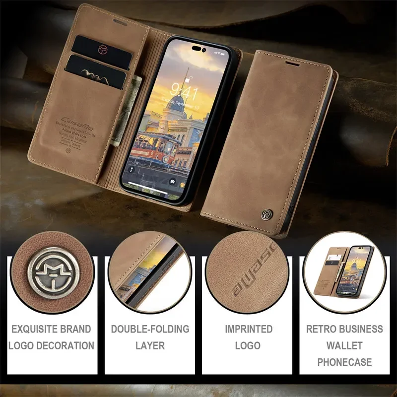 Premium Magnetic Flip Leather Wallet Case with Card Holder
